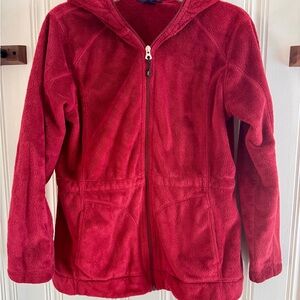 Lands' End Red Plush Fleece Hooded Jacket